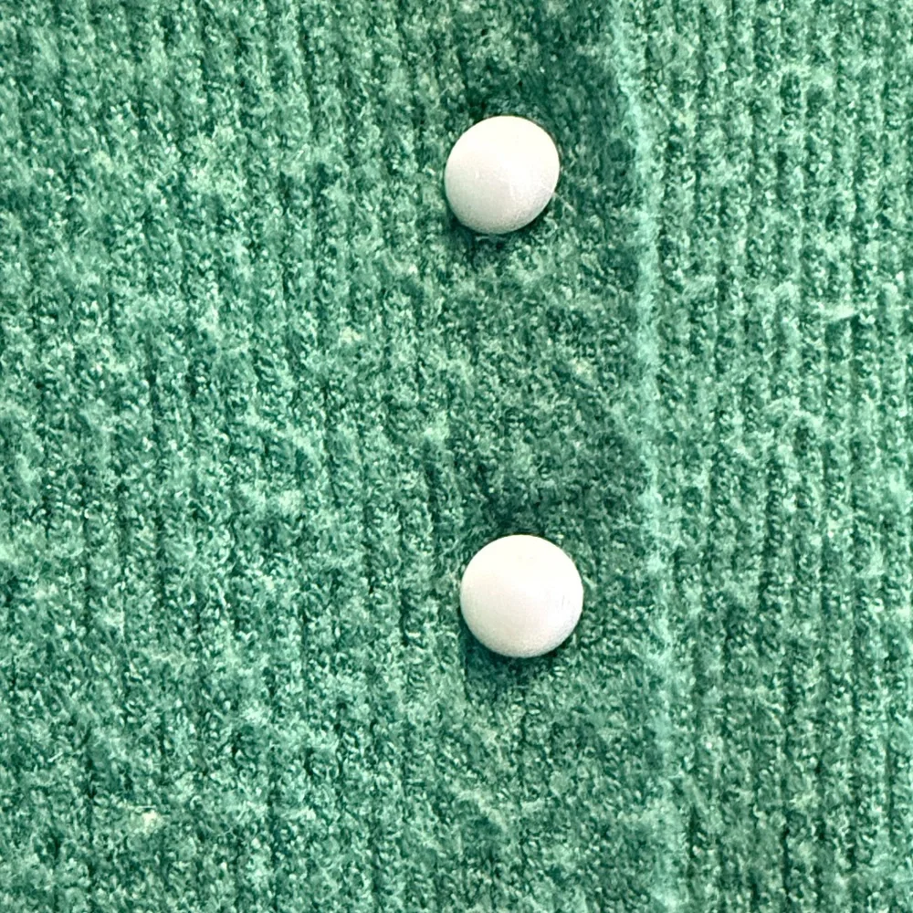 Emerald Green Peplum Button Down V-Neck Cardigan size M - Picture 4 of 13